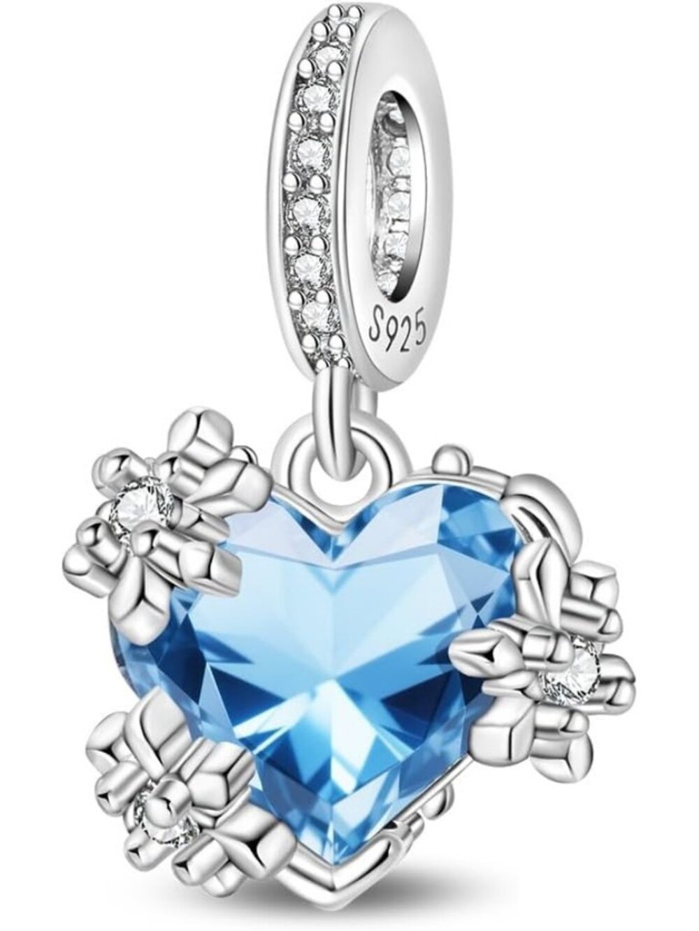 Women's Heart Blue Butterfly Charms For Bracelets Dangle Pendants & Bead Charm